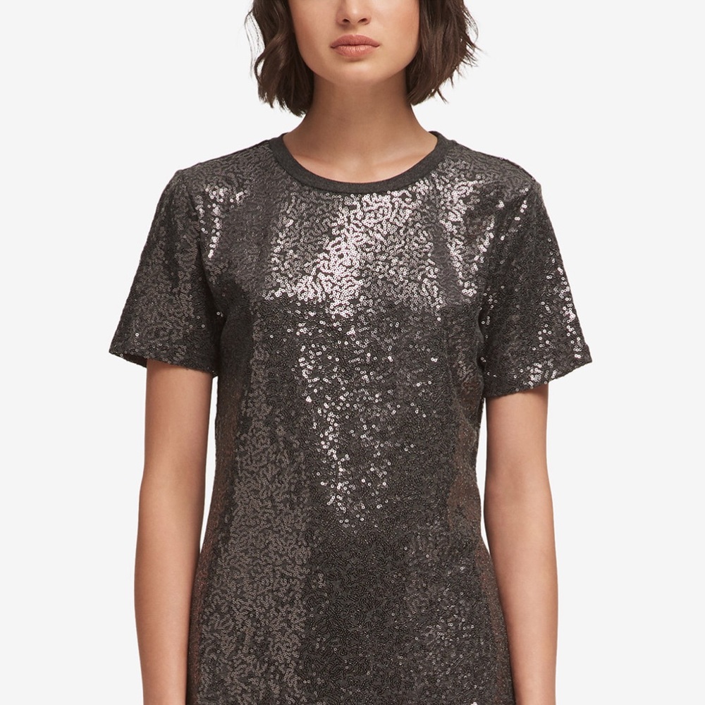 DKNY Gray Sequin Tee